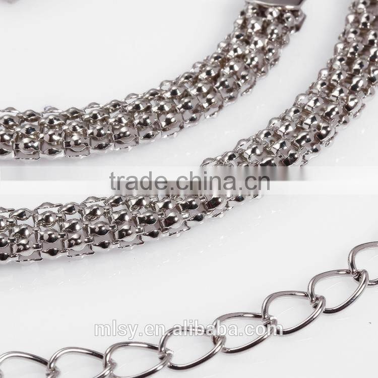 High quality white crystal silver waist chain models Brightness F1-80047