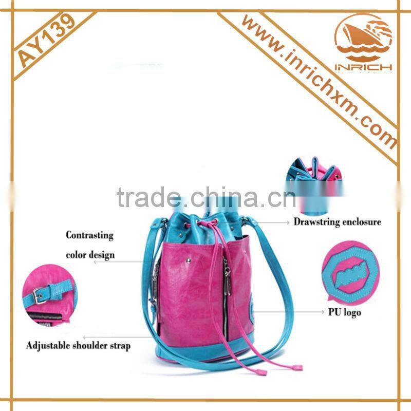 Korean Fashion Candy Color Drawstring Backpack Bucket Bag