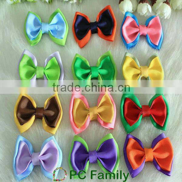 Colorful double colors kids hair bow clips