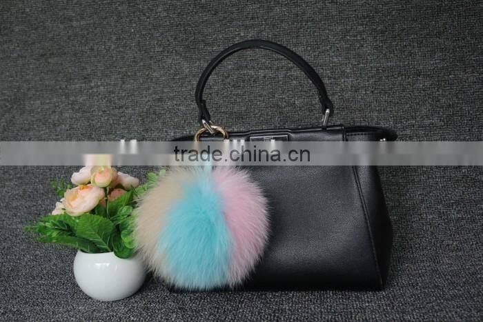 13cm genuine whole fox fur ball for bag/car keychain handmade fox fur ball poms key ring wholesale