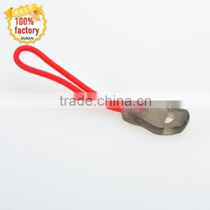 nylon puller cord, sportswear plastic zipper puller with logo with cord