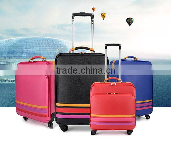 Hot red color popular PU travel luggage bag