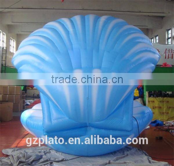 Decorative blue inflatable seashell inflatable replica model with led light for display
