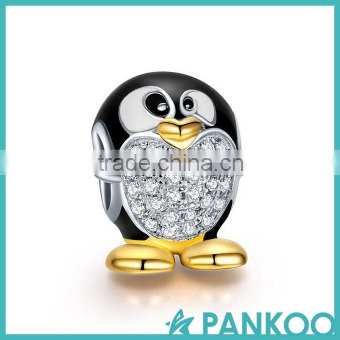 Playful Penguin 925 sterling silver charms bead fit pankoo bracelet gift