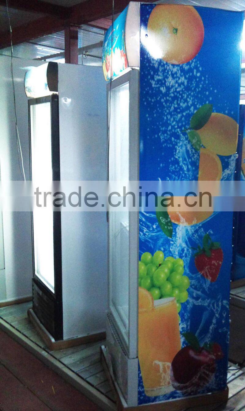 Glass Door vertical showcase,Display supermarket refrigerator for beverage