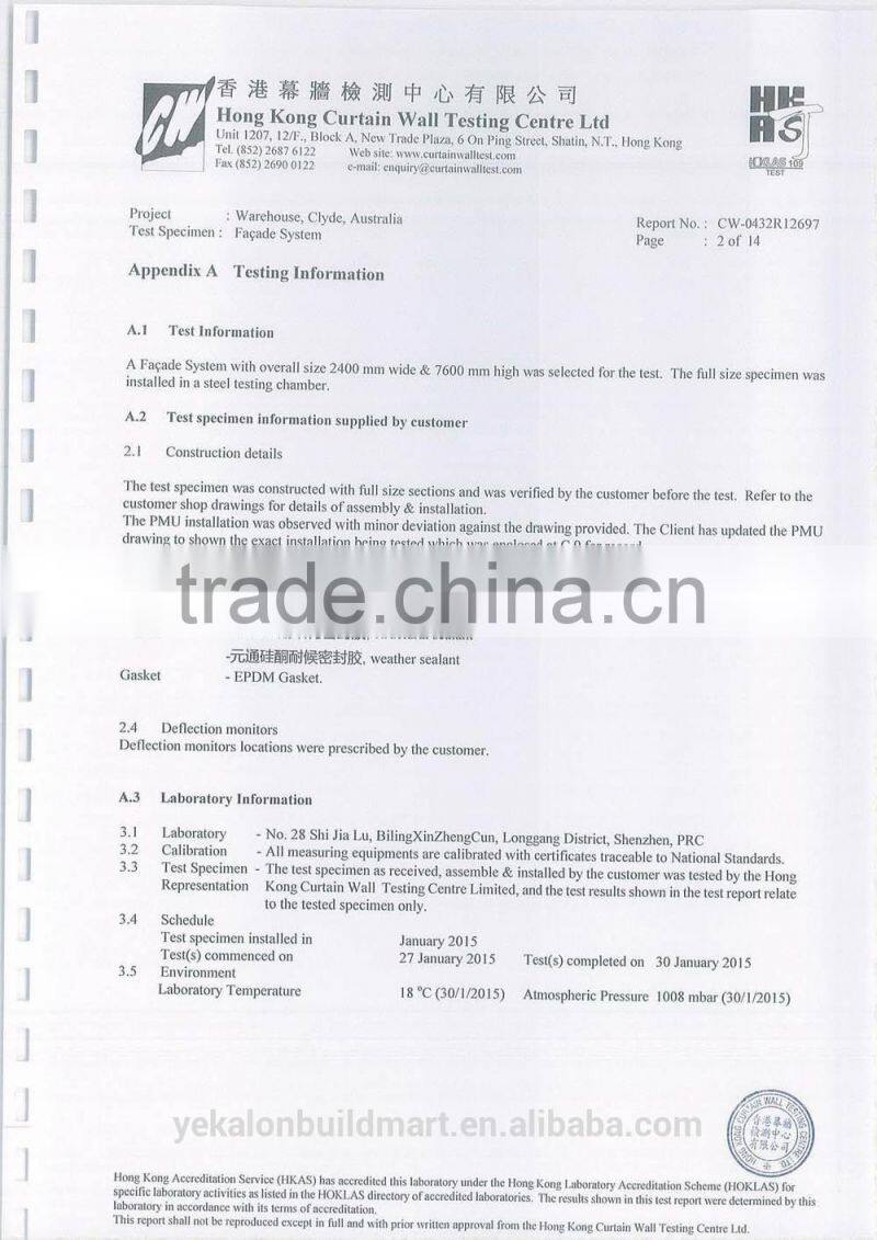 Yekalon hot selling and to quaility glass curtain wall