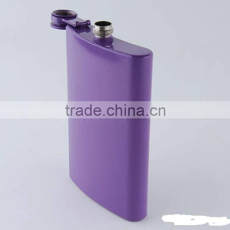 6oz trendy stainless steel painted hip flask and colored hip flask