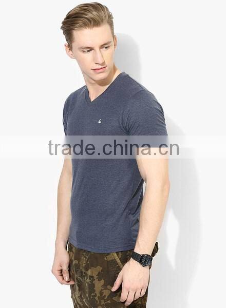 latest design comfortable loose men cotton white v neck printed t shirt