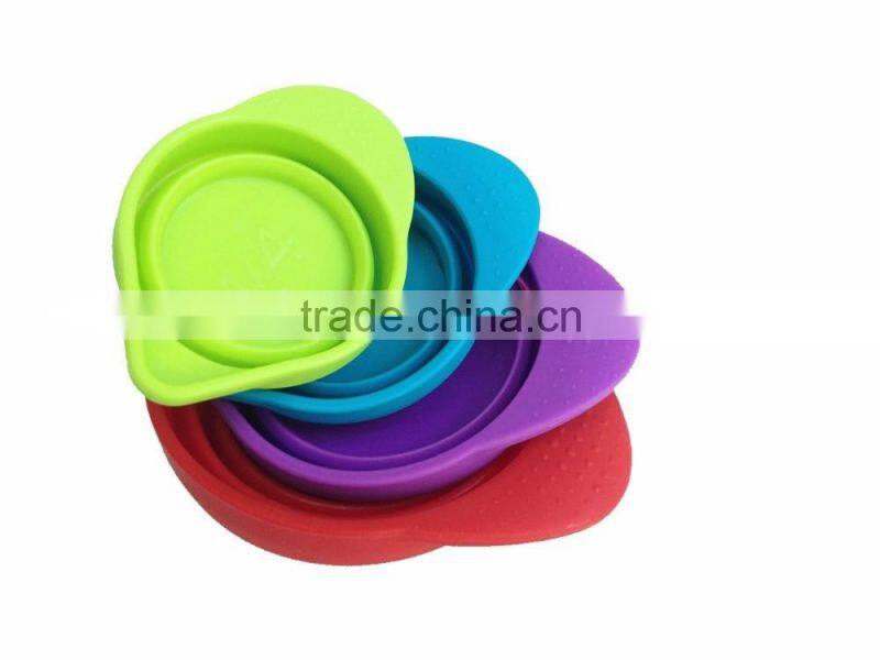 FDA silicone Stackable and Space Saving Foldable Silicone Measuring Cups Set Measuring tool
