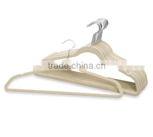 Beige Flocked Suit Hanger with U Notches