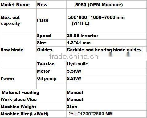 OEM metal cut vertical bandsaw machine