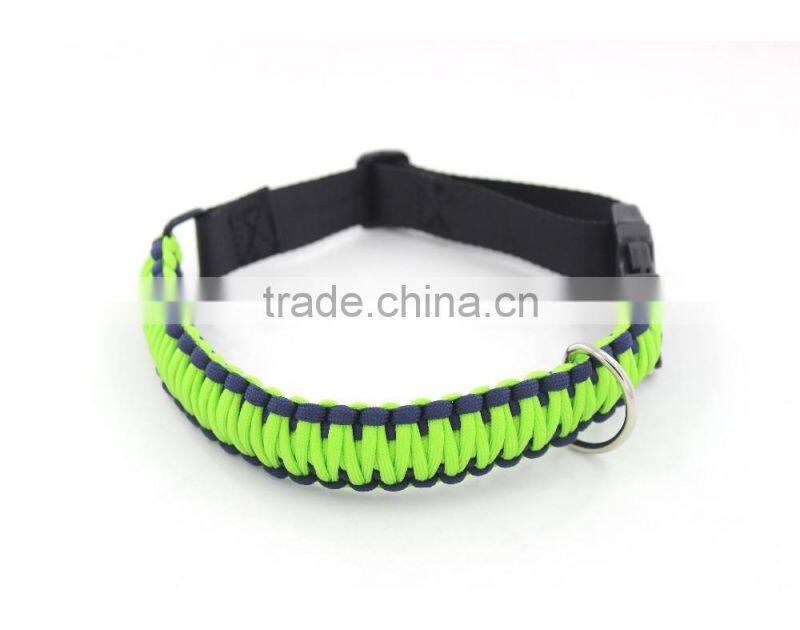 Paracord dog leash and collar, adjustable dog collar