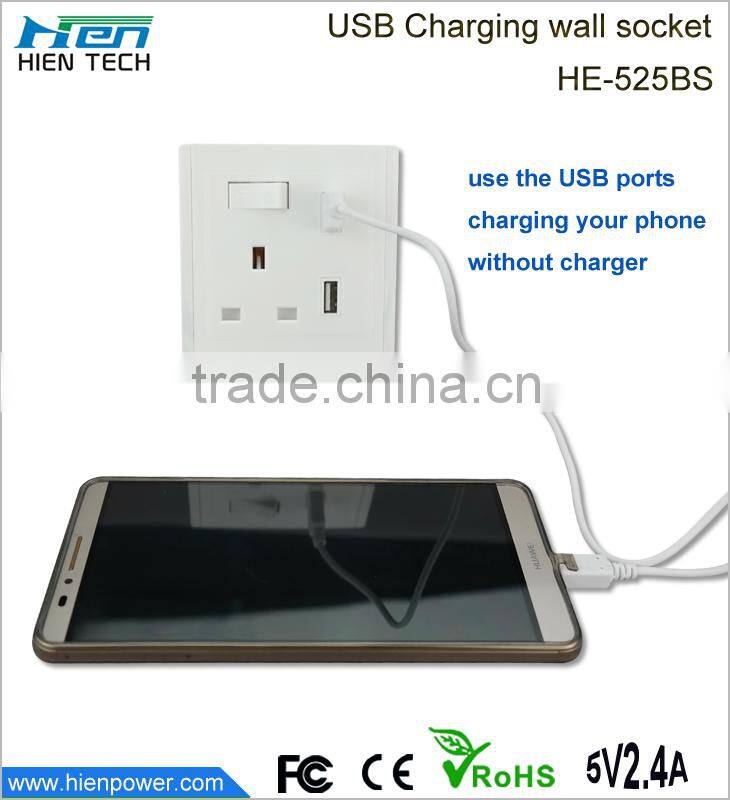 High quality usb charging ports surge protector usb wall outlet socket