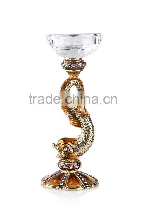 RORO Good Luck squirrelfish enamel home decoration pewter craft crystal candle holder