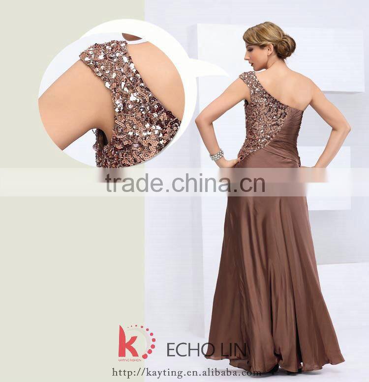 Fashion design sequins one shoulder long evening dress party dress for women