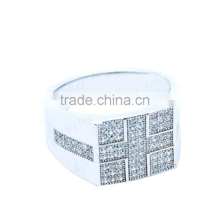 China factory direct sale 925 sterling silver micro pave mens ring