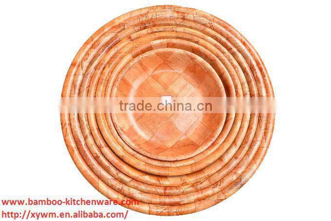 Big Woven Wooden Serving Teak Bowl