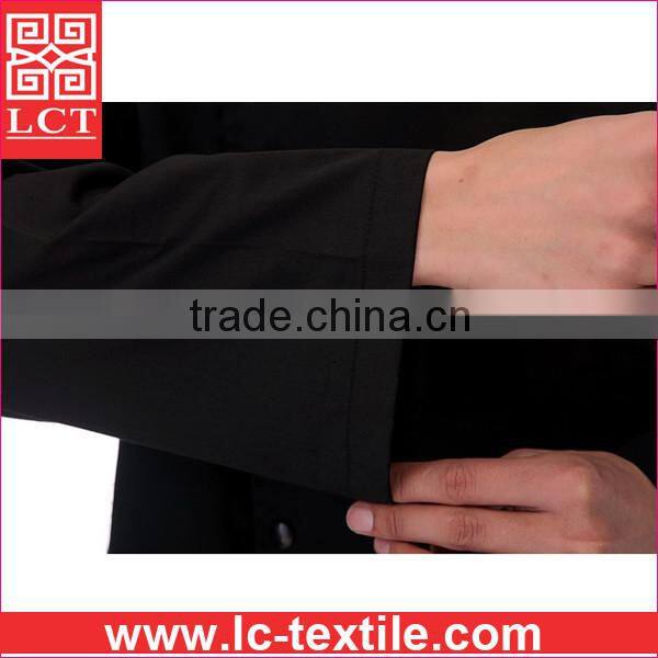 Personalized design availabe factory direct sell black chef uniform with Roll sleeves design(LCTU0010)