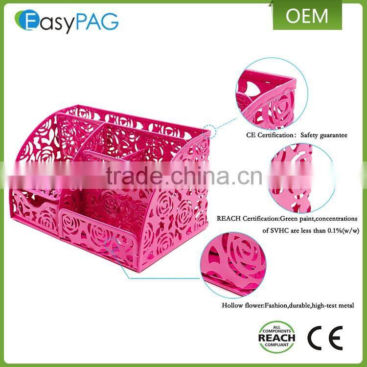 Multifunction fancy design embossing iron metal modern office desk organizer with CE REACH approval