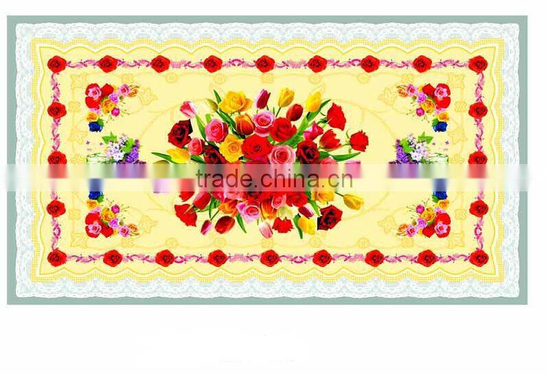 Newest transparent printed flowers all-in-one vinyl table cloth piece/roll