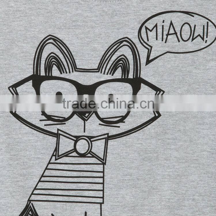 lovely color grey wholesale t shirt printing animal cat