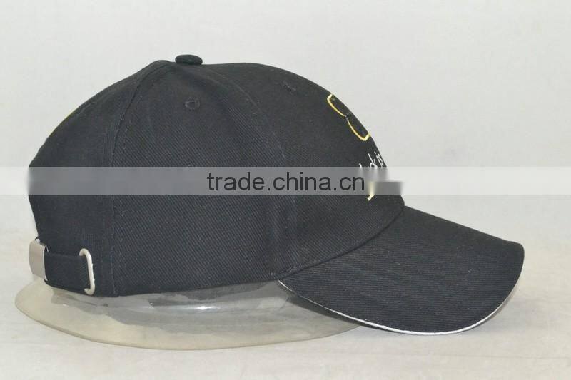 Professional custom 6 panel / 3 d embroidery /100% polyester/black baseball cap