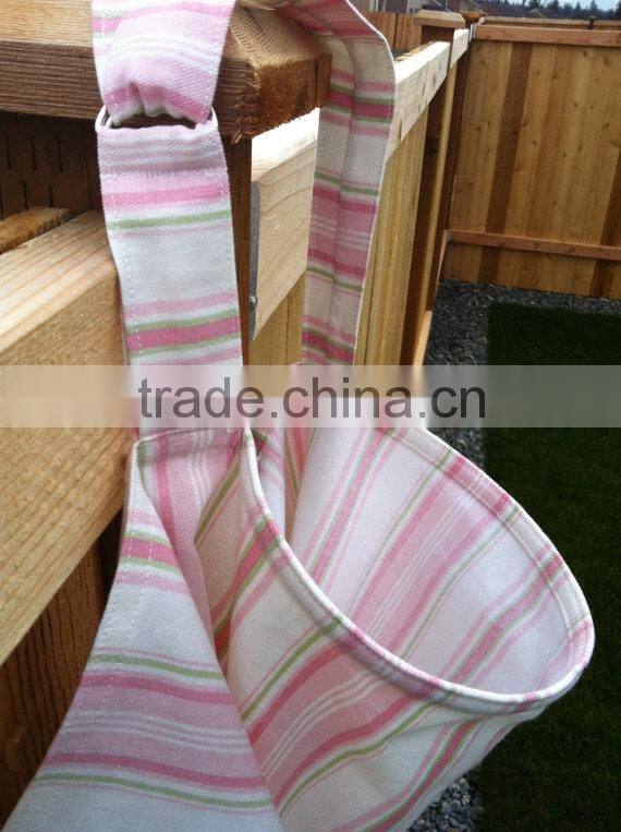 100% cotton light pink white stripe woven fancy long apron