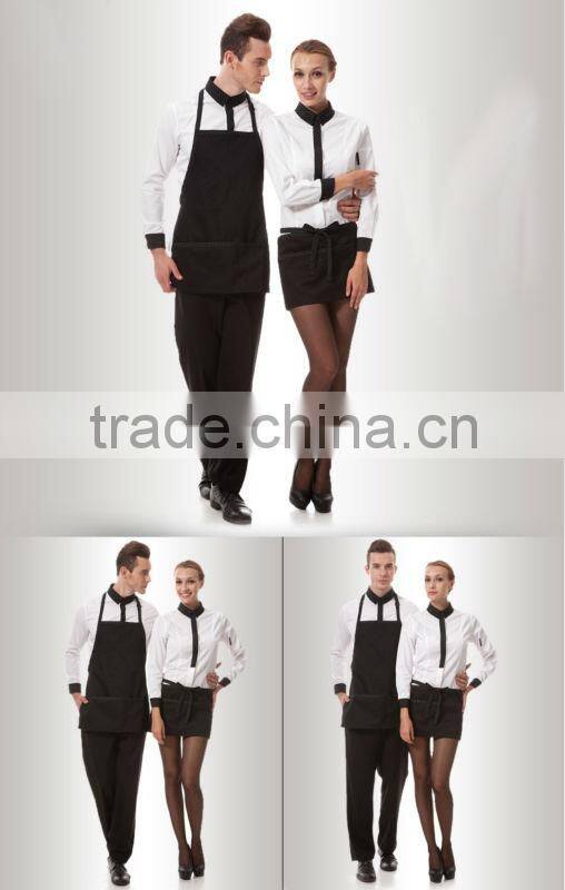 Three pockets bib cotton restaurant uniform