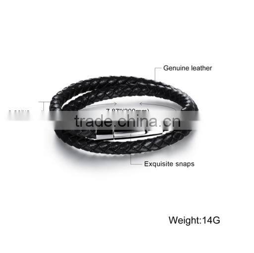 Best Selling Christmas Gifts 2016 Wrap genuine leather Bracelet men
