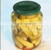 Best selling pickled cucumbers in jar / gherkins 3-6cm 480ml, Vietnam by HAGIMEX