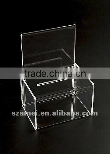2017 Black Acrylic ballot box wth lock and key for election