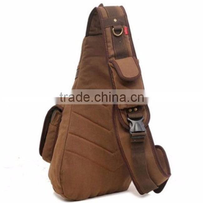 Men canvas leather shoulder military messenger travel sling bag