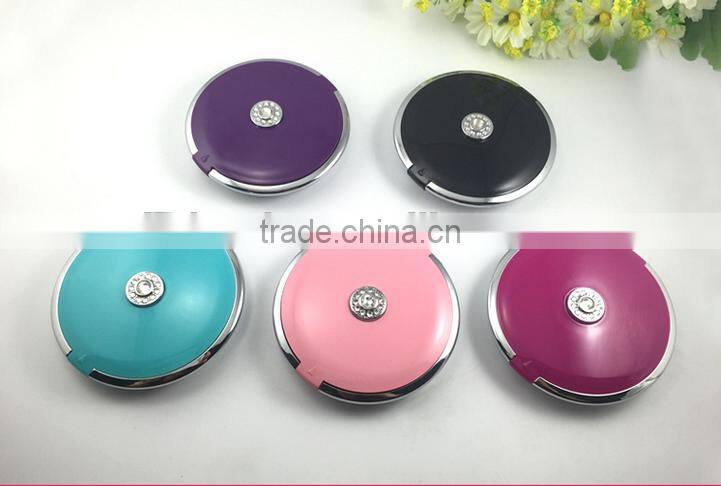 LED Folding Black Compact Travel Makeup Mirror 2 sided 10X Magnified And 1X True View With LED Lights