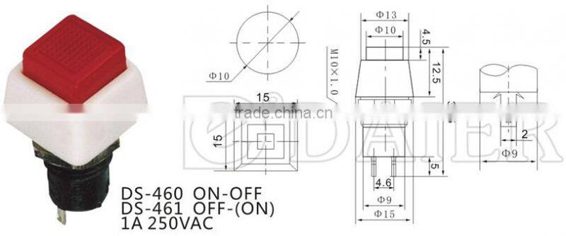 DS-460 10mm latching push button switch