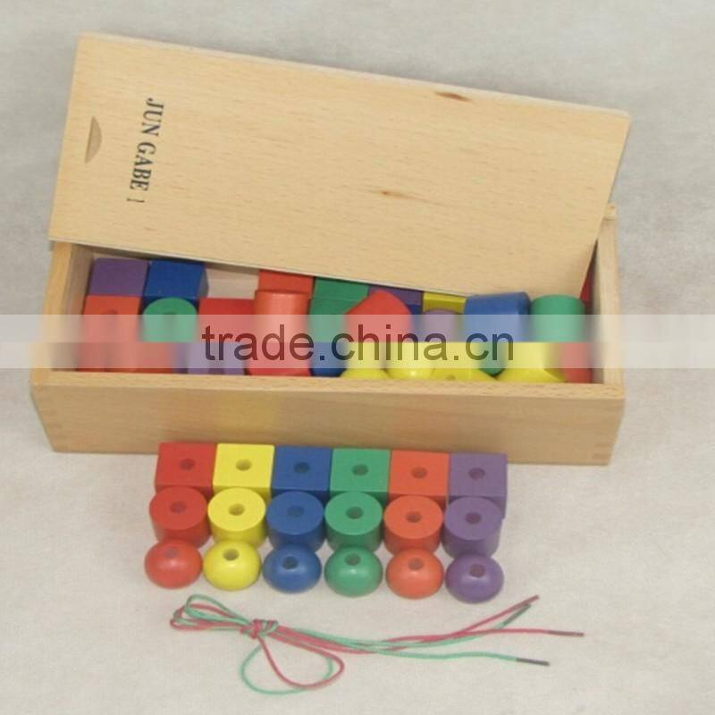 Froebel Gabe Jun 1 Wooden Kids Toys Box Teaching Tools Learning Educational Preschool Training Colorful beads