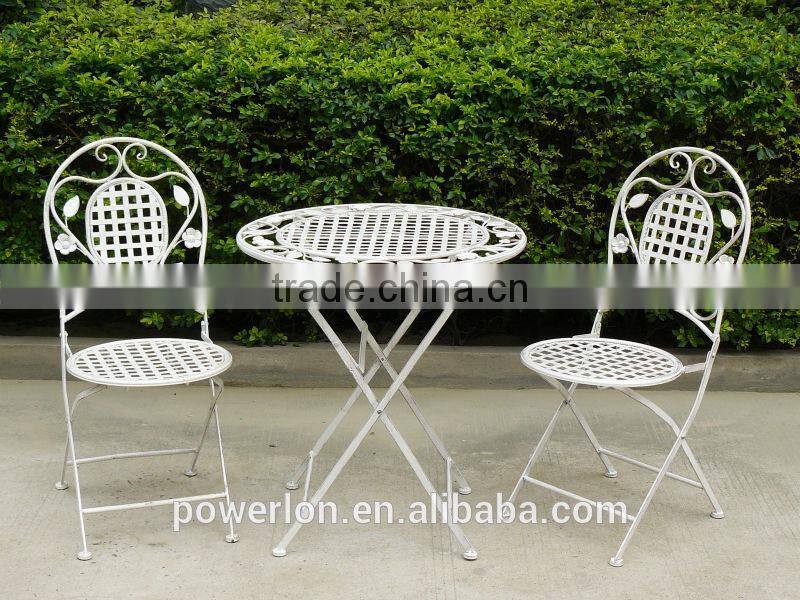 Heritage Tea Two Seater Metal Garden Patio Set Antique White Elegant Style
