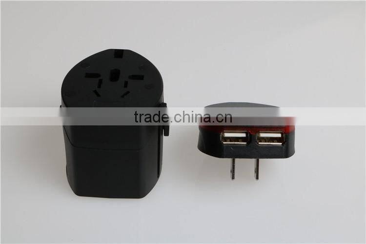 Hot selling dual USB universal adapter set with 100mA output travel adapter set with UK/EU/AU/US plug for mobile phone