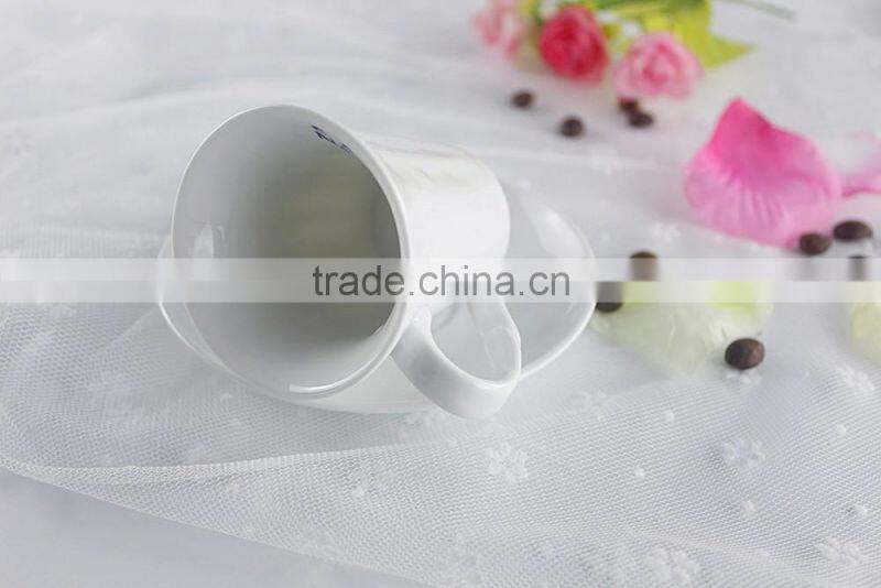 Custom logo white porcelain tea cup and saucer wholesale