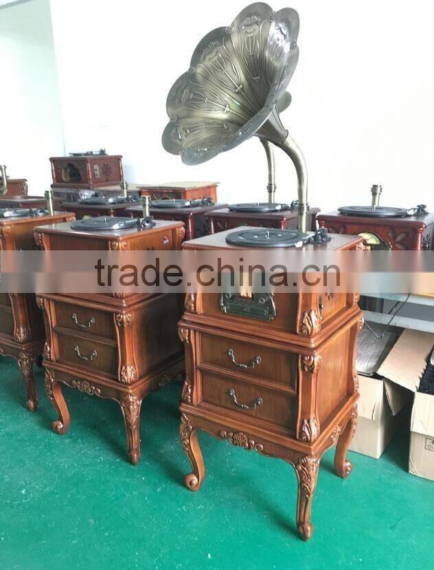 Hot High Quality Classic Wooden Radio Gramophone Luxury Retro Vinyl Phonograph Record Player Wooden Radio Gramophone
