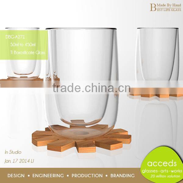 New Innovations Custom Handblown Borosilicate Glass Wooden Tea Mugs