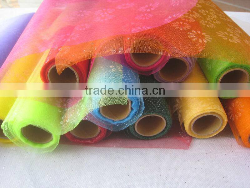 rainbow beautiful christmas silk organza fabric india for flower wrapping