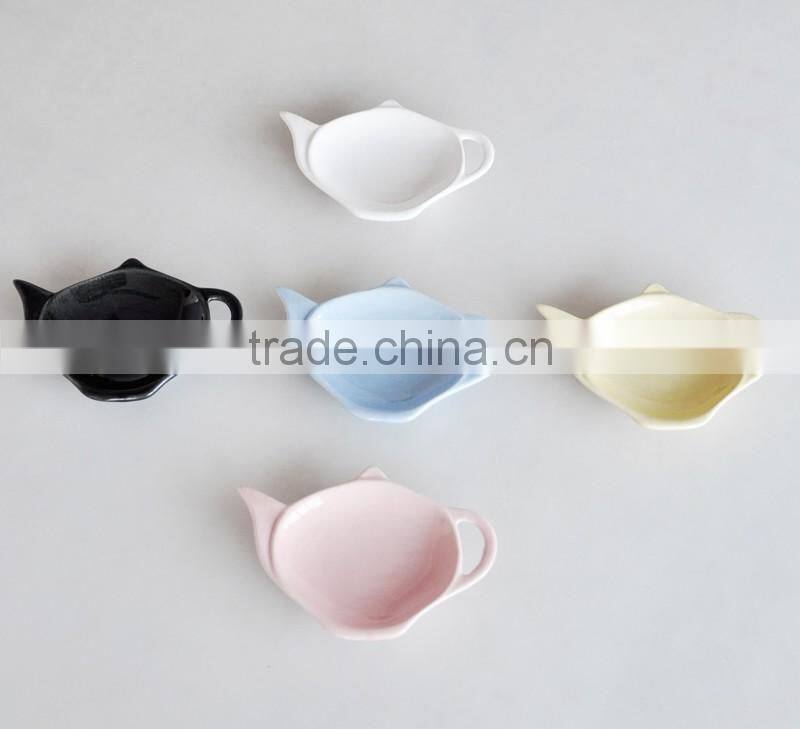 stoneware tea bag holder with solid color