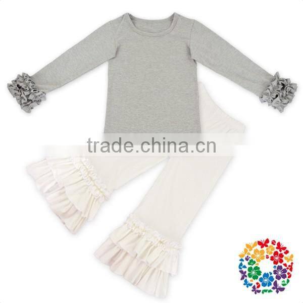 Plain White Baby Cotton Icing Leggings Christmas Ruffled Pants Girls Triple Ruffle Pants