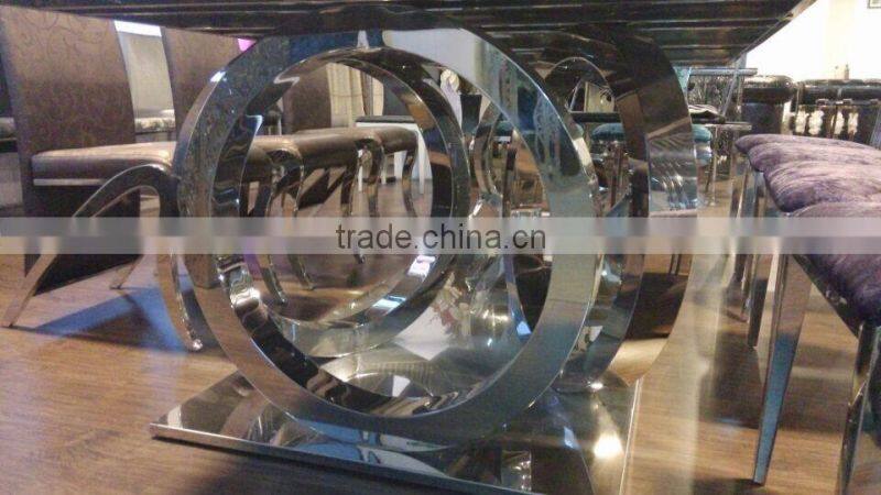 A8068 tempered glass long narrow 12 seater dining table for home using