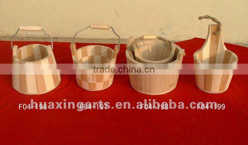 antique difform small wooden bucket for decoration