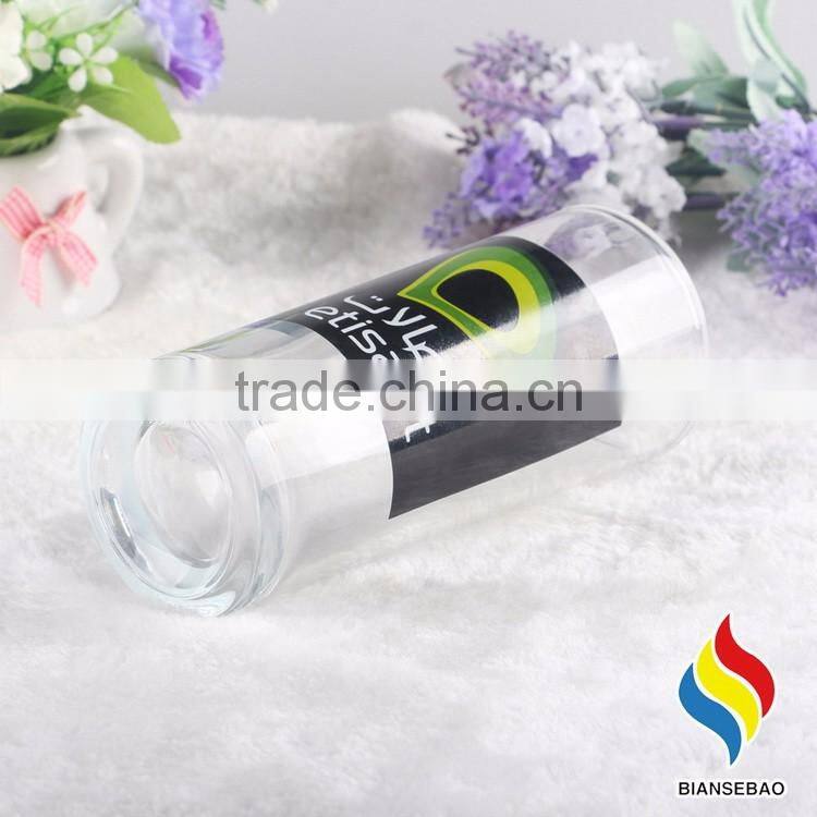 Custom logo printed clear cheap drinking glass cup, ice cream glass cup