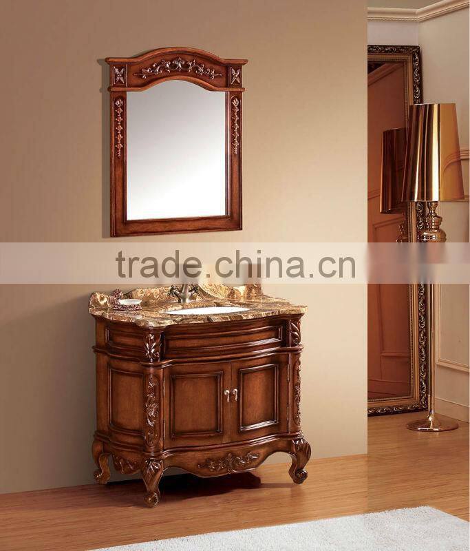 Antique mirror cabinet vanity unit,Hand carved bathroom cabinet furniture,Wooden bath vanity mirrored cabinets(BF08-4138)