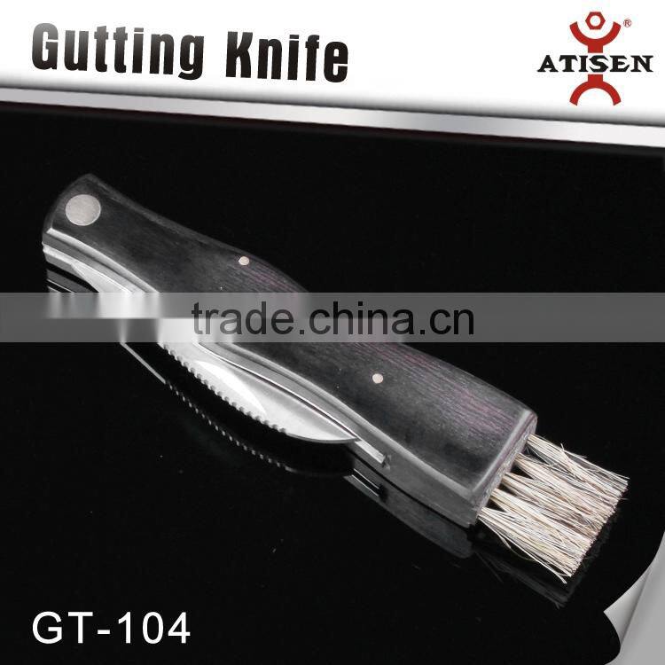 Hot sale Folding wooden handle Mushroom Knife With Brush GT-104