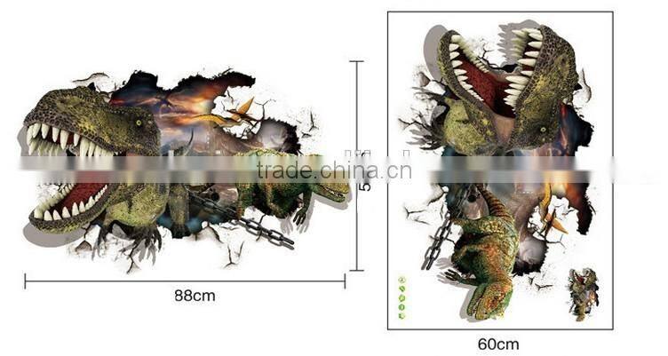 3D Real Dinosaur Drawing , Adhesive 3D Wall paper , Wall sticker
