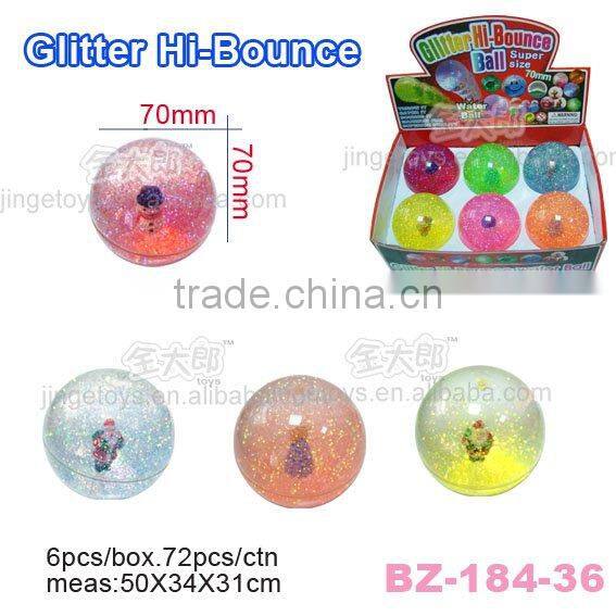 70MM Glitter GLobe HIi Bounce Ball with Santa Claus